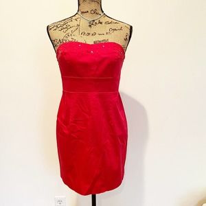 Free People Ruby Red Studded Strapless Full Back Zipper Mini Dress